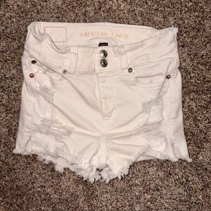 American Eagle Outfitters White Ripped Jean Shorts